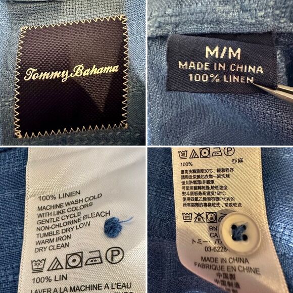 Tommy Bahama 100% Linen Textured Short Sleeve Button-Up Shirt M Resort Classic - Picture 6 of 10